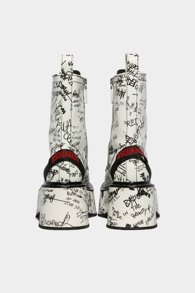 Dsquared2 | D2 Style BLACK Scribbles Combat Ankle Boots D2