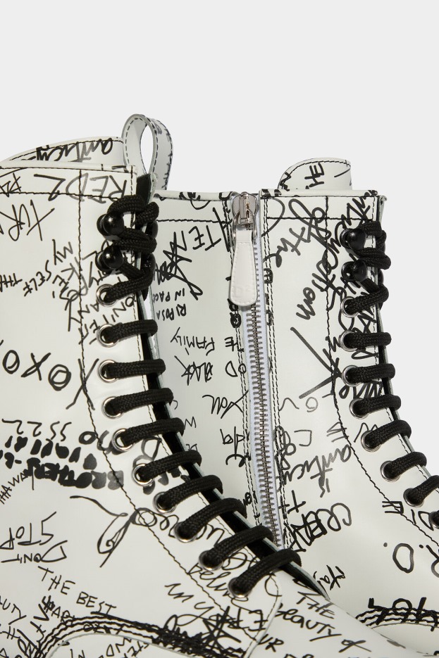 Dsquared2 | D2 Style BLACK Scribbles Combat Ankle Boots D2