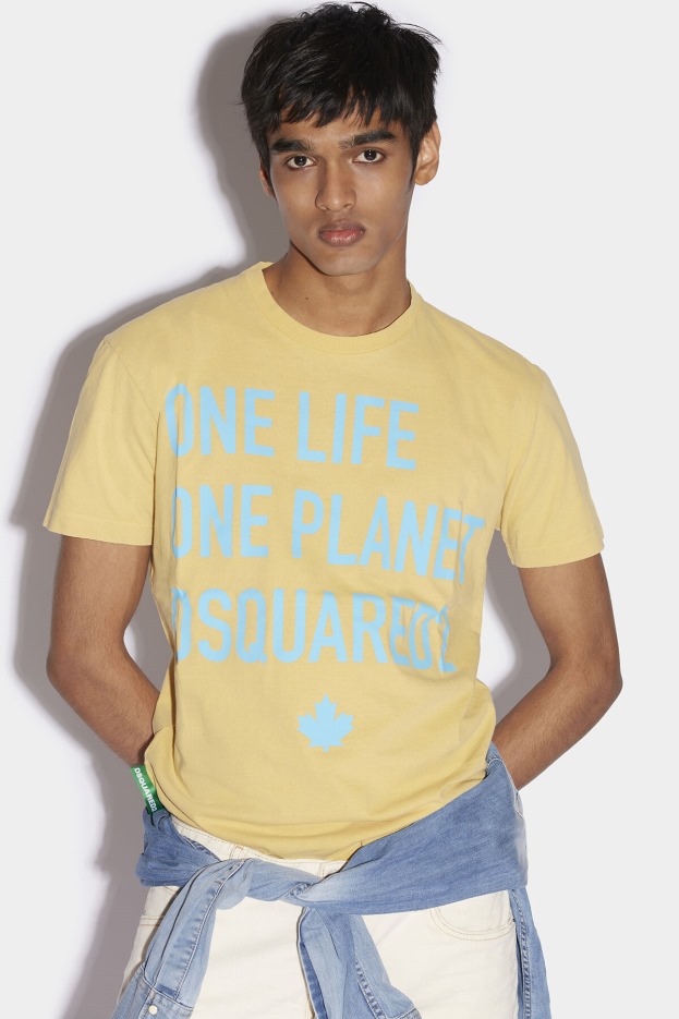 Dsquared2 | D2 Style BEIGE/YELLOW One Life Partially Recycled Cotton T-Shirt D2 BEIGE