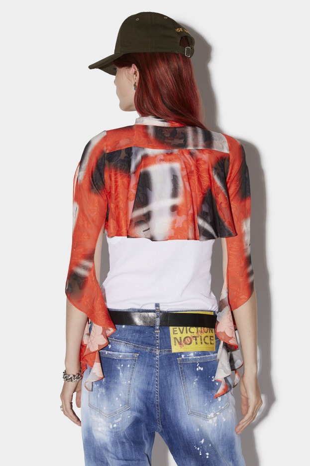 Dsquared2 | D2 Style Flutter Sleeve Crop Shirt