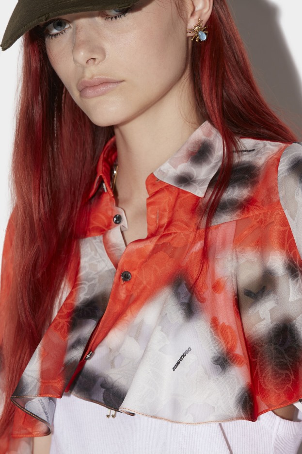 Dsquared2 | D2 Style Flutter Sleeve Crop Shirt