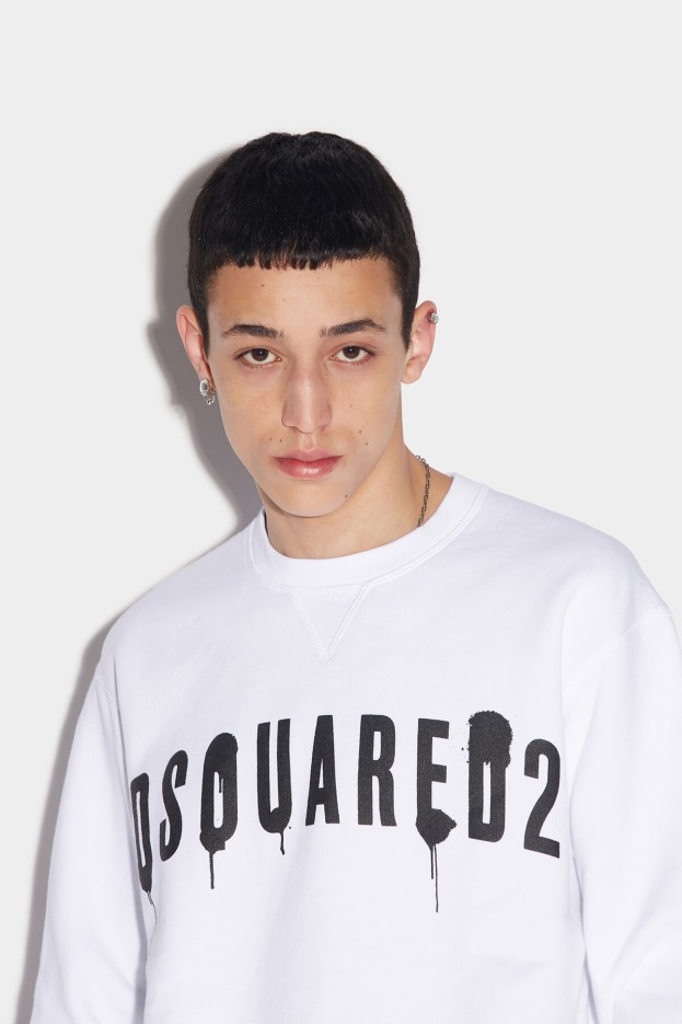 Dsquared2 | D2 Style Spray Logo Cool Sweater WHITE/BLACK